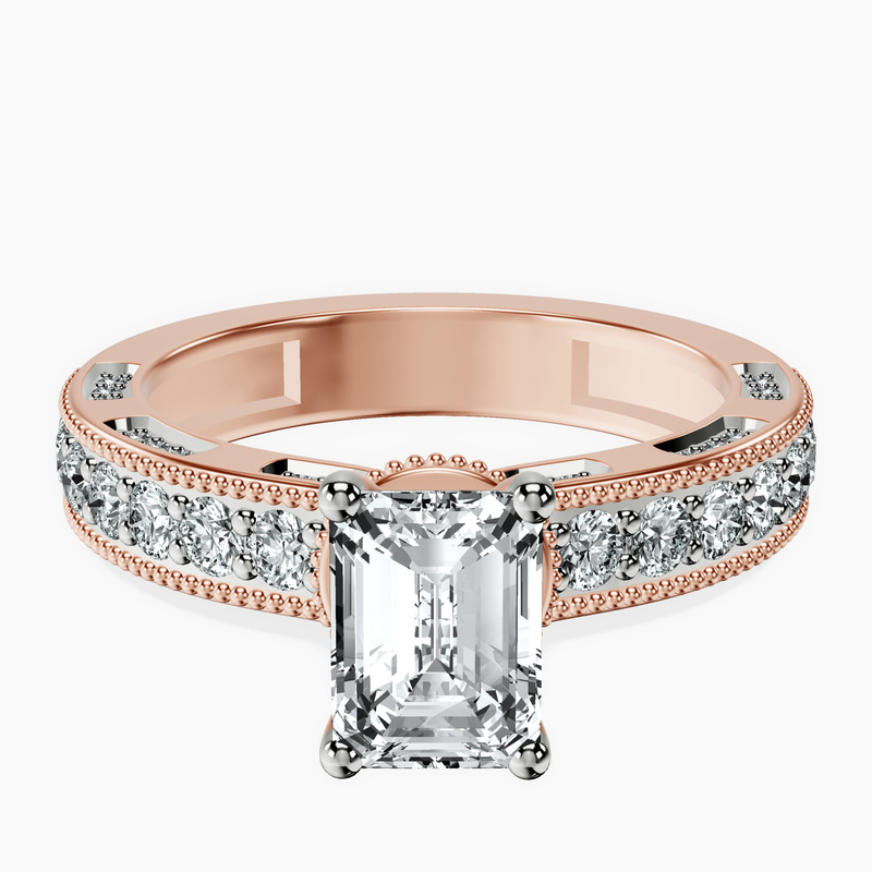 18kt Rose Gold Regalia Milgrain Lab Diamond Ring front image