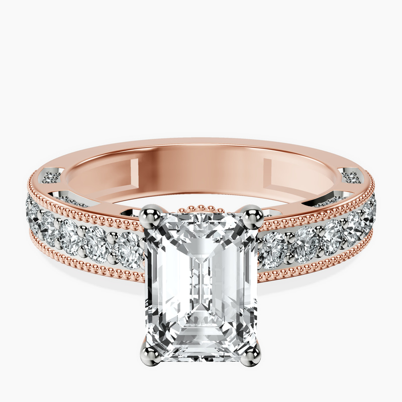 18ct Rose Gold Regalia Milgrain Lab Diamond Ring front image