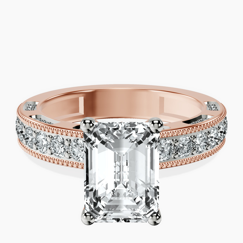 14kt Rose Gold Regalia Milgrain Lab Diamond Ring front image