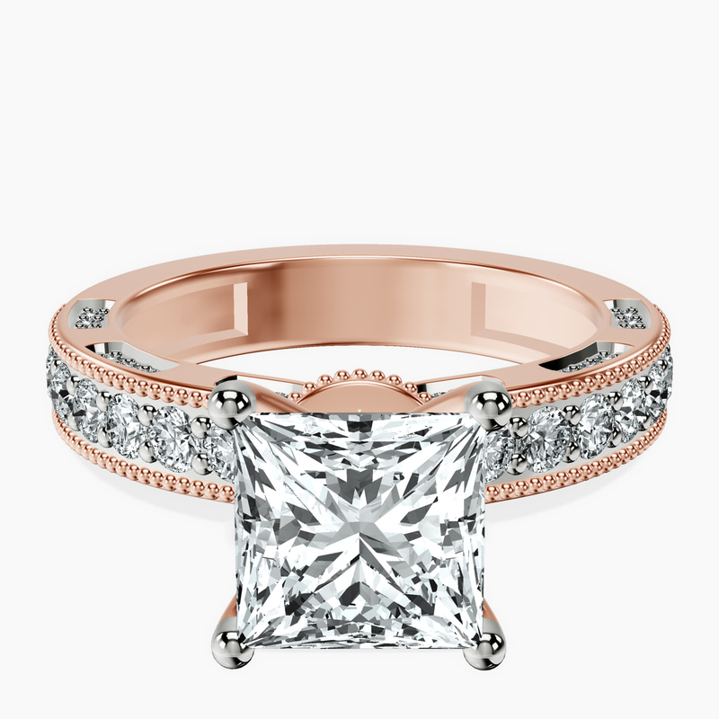 18kt Rose Gold Regalia Milgrain Lab Diamond Ring front image