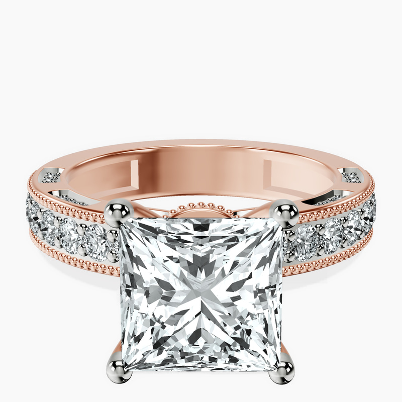 14kt Rose Gold Regalia Milgrain Lab Diamond Ring front image