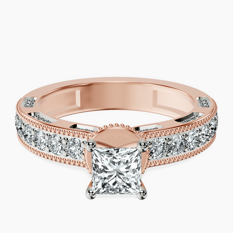 18kt Rose Gold Regalia Milgrain Lab Diamond Ring front image