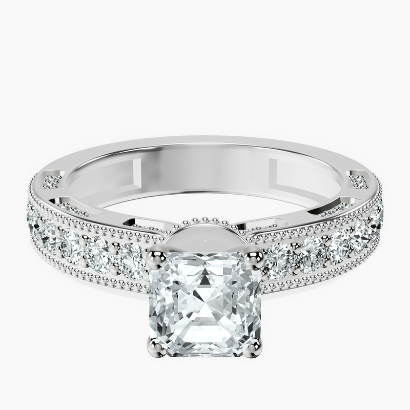 14kt White Gold Regalia Milgrain Lab Diamond Ring front image