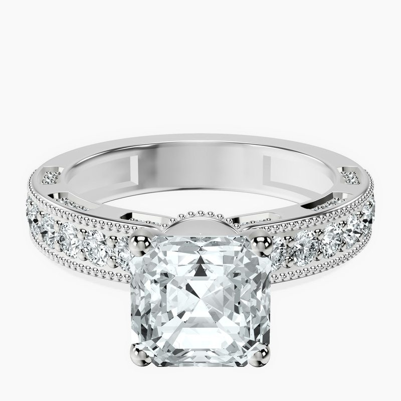 14kt White Gold Regalia Milgrain Lab Diamond Ring front image