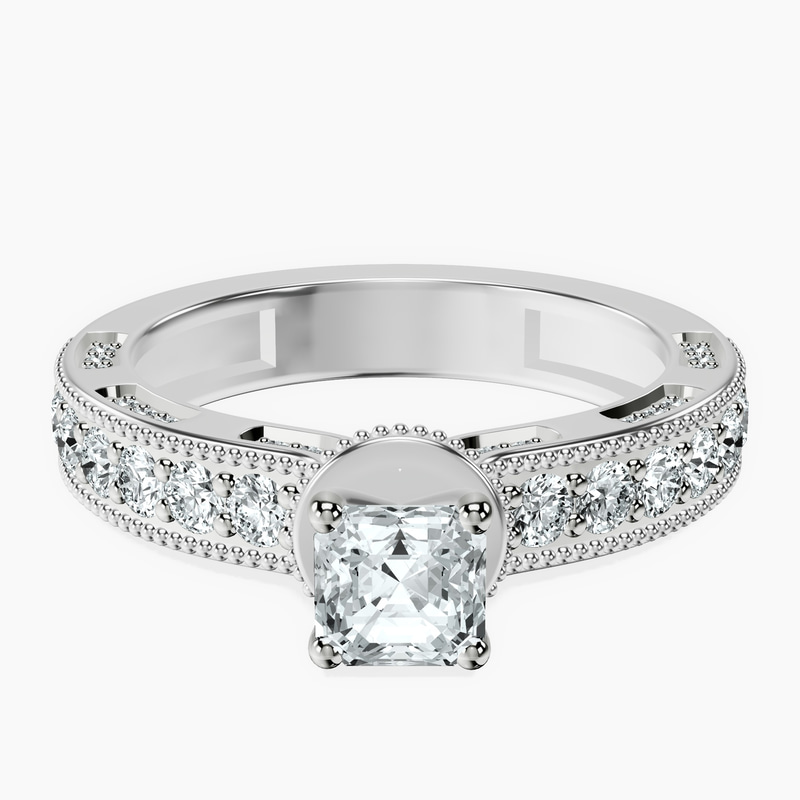 14kt White Gold Regalia Milgrain Lab Diamond Ring front image