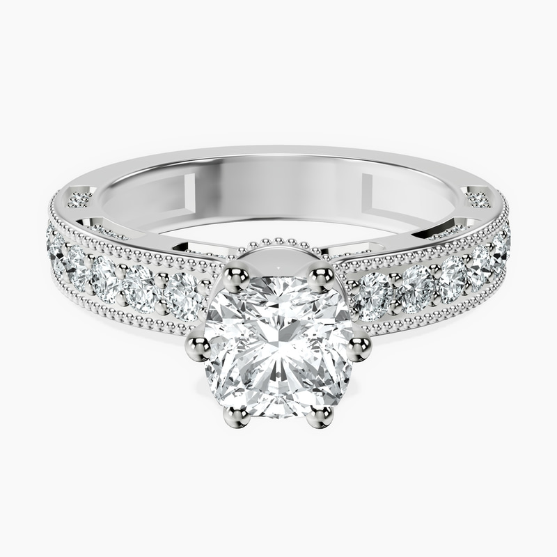 10kt White Gold Regalia Milgrain Lab Diamond Ring front image