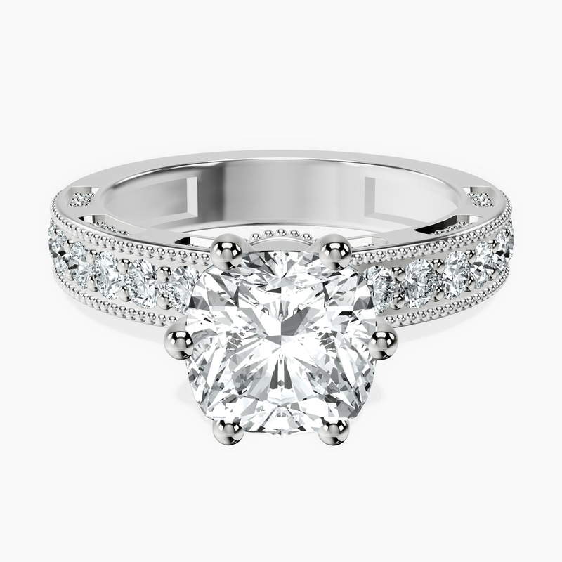 18kt White Gold Regalia Milgrain Lab Diamond Ring front image