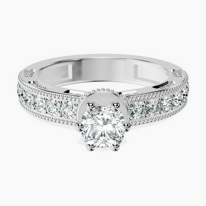10kt White Gold Regalia Milgrain Lab Diamond Ring front image