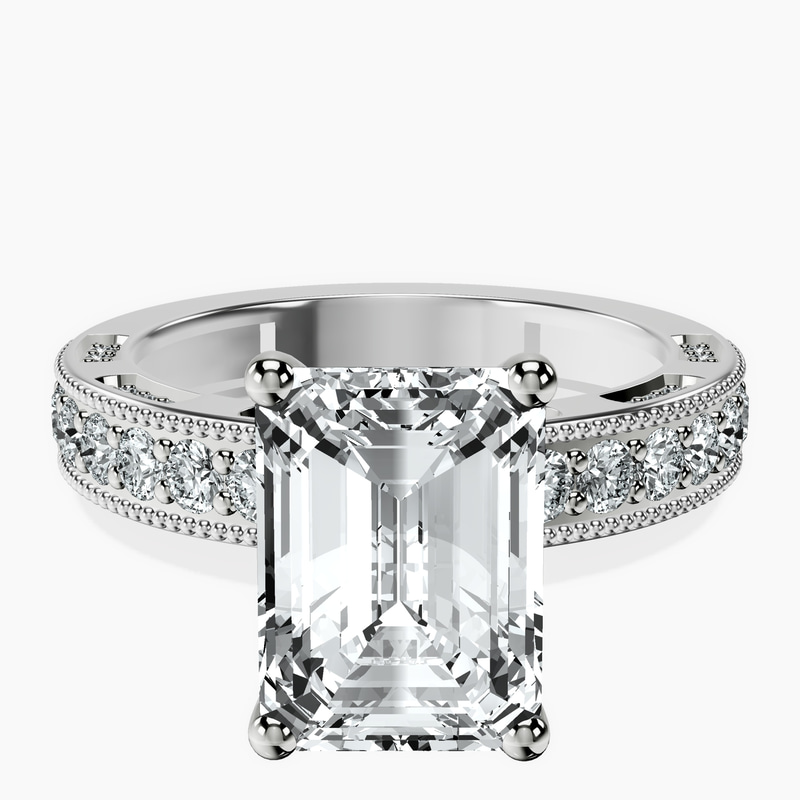 10kt White Gold Regalia Milgrain Lab Diamond Ring front image
