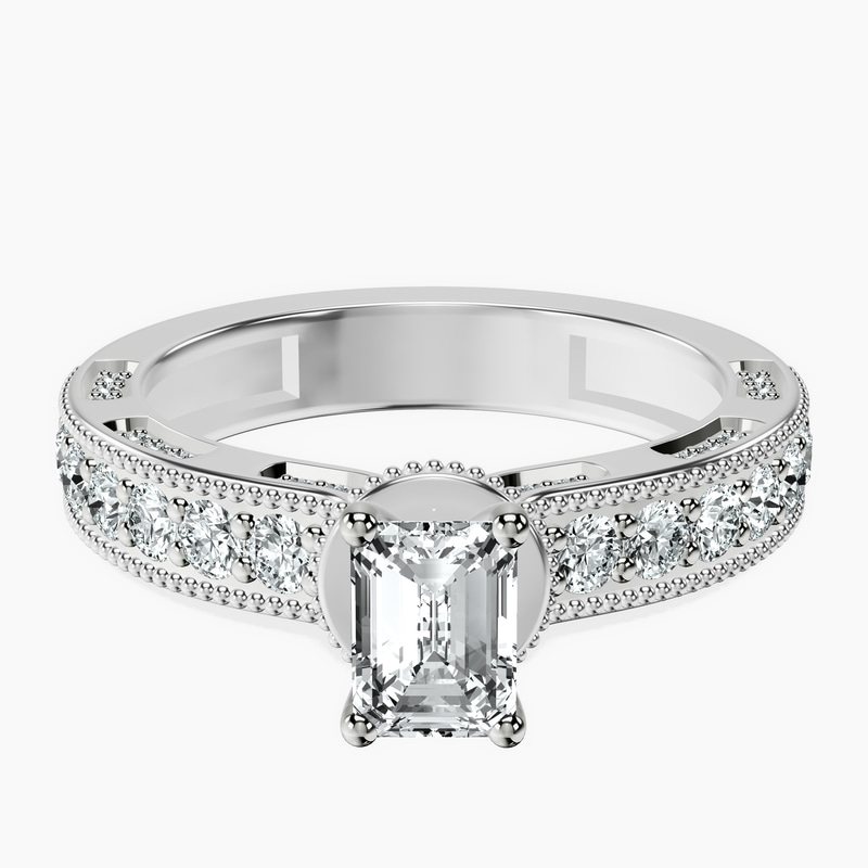 10kt White Gold Regalia Milgrain Lab Diamond Ring front image