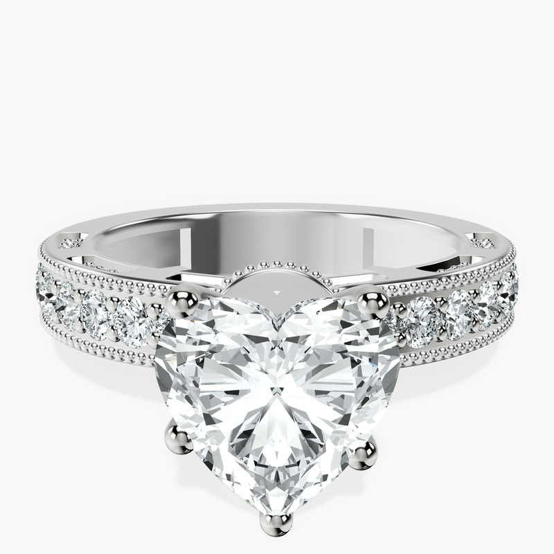 18kt White Gold Regalia Milgrain Lab Diamond Ring front image