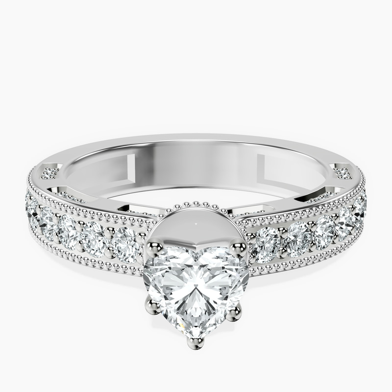 18kt White Gold Regalia Milgrain Lab Diamond Ring front image