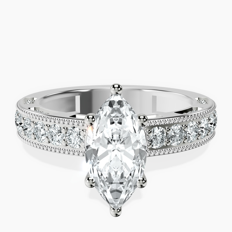 Platinum Regalia Milgrain Lab Diamond Ring front image