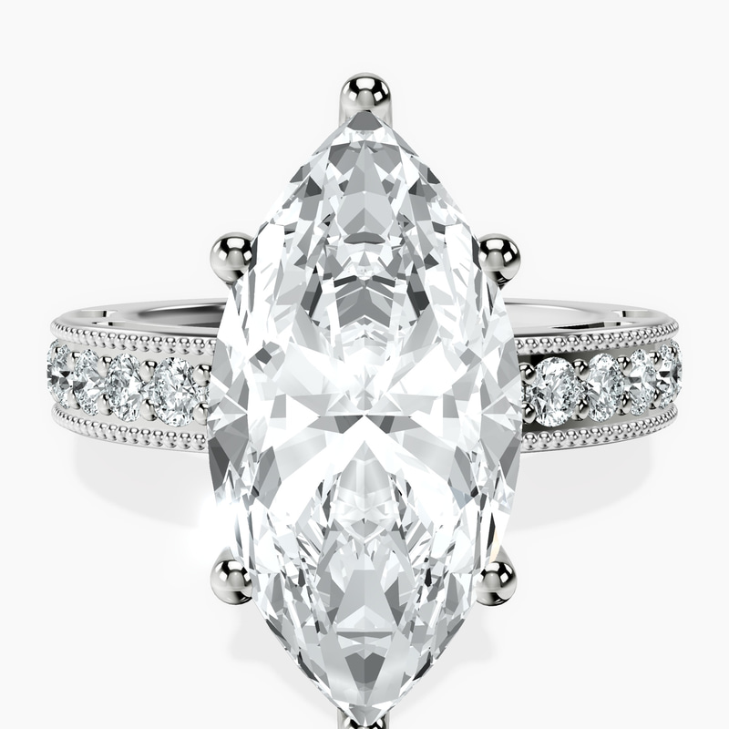 18kt White Gold Regalia Milgrain Lab Diamond Ring front image