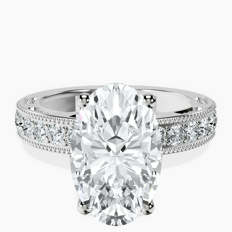 18kt White Gold Regalia Milgrain Lab Diamond Ring front image