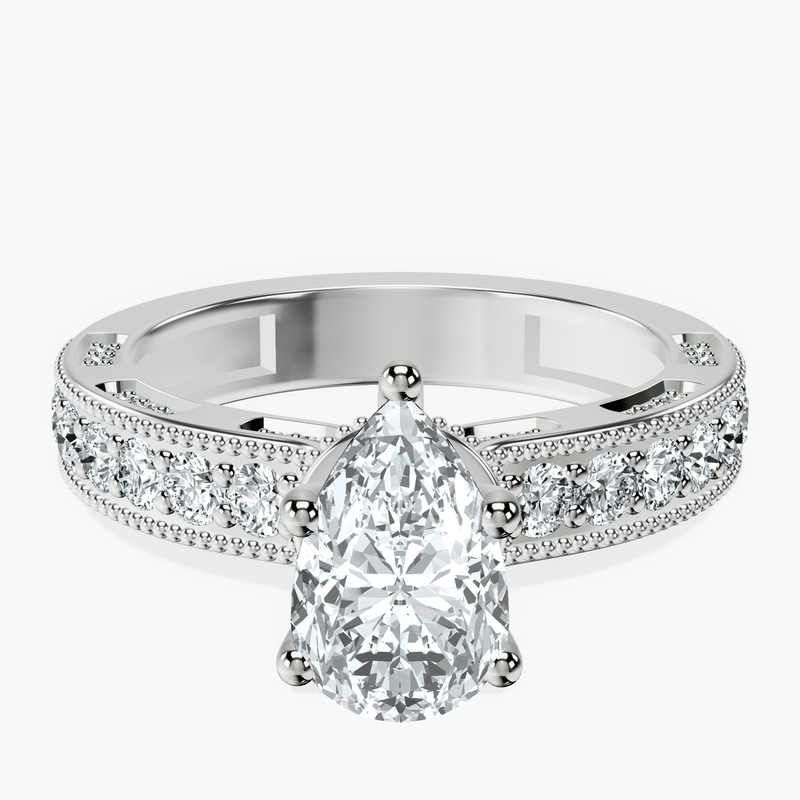 18kt White Gold Regalia Milgrain Lab Diamond Ring front image