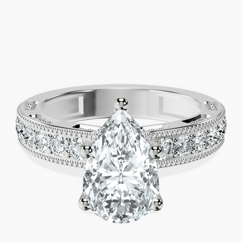 Platinum Regalia Milgrain Lab Diamond Ring front image