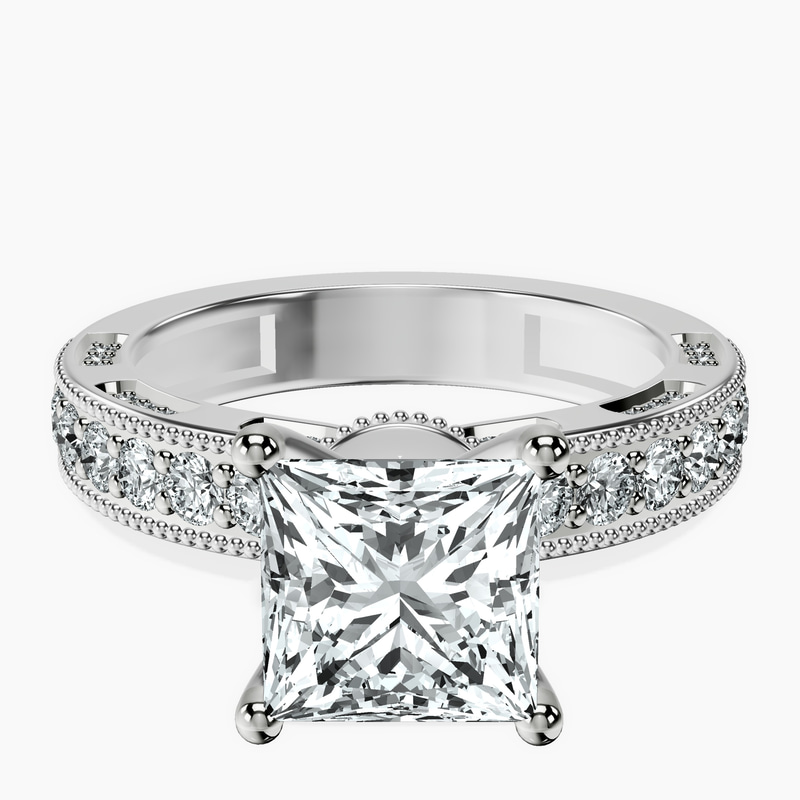 18kt White Gold Regalia Milgrain Lab Diamond Ring front image