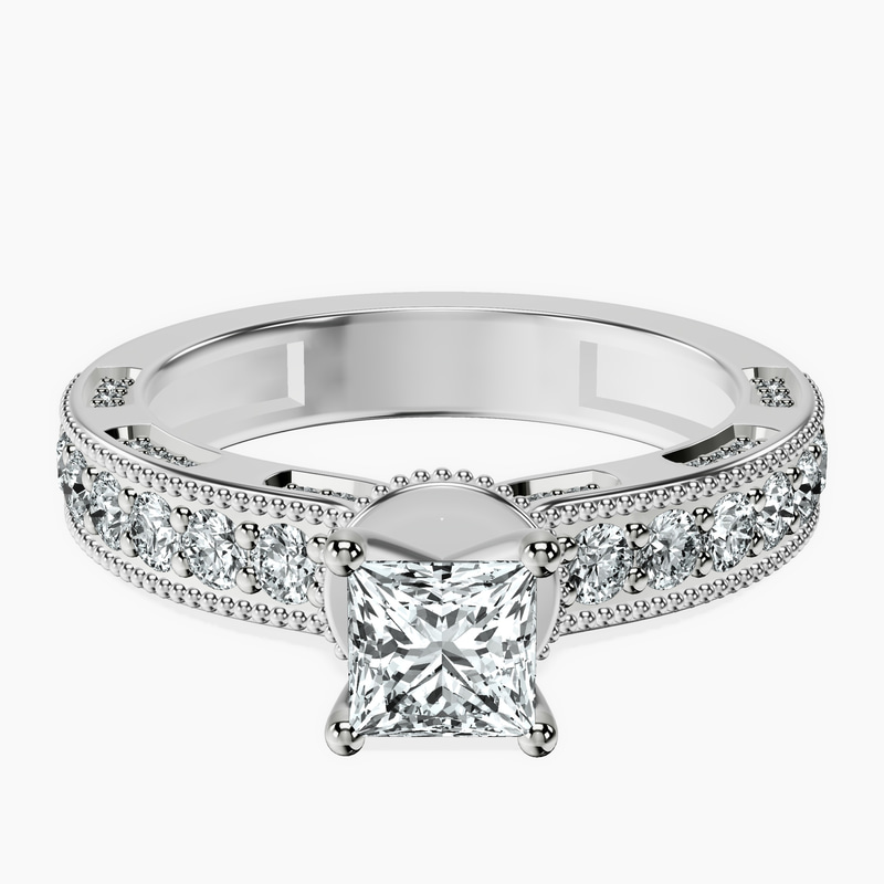 18kt White Gold Regalia Milgrain Lab Diamond Ring front image