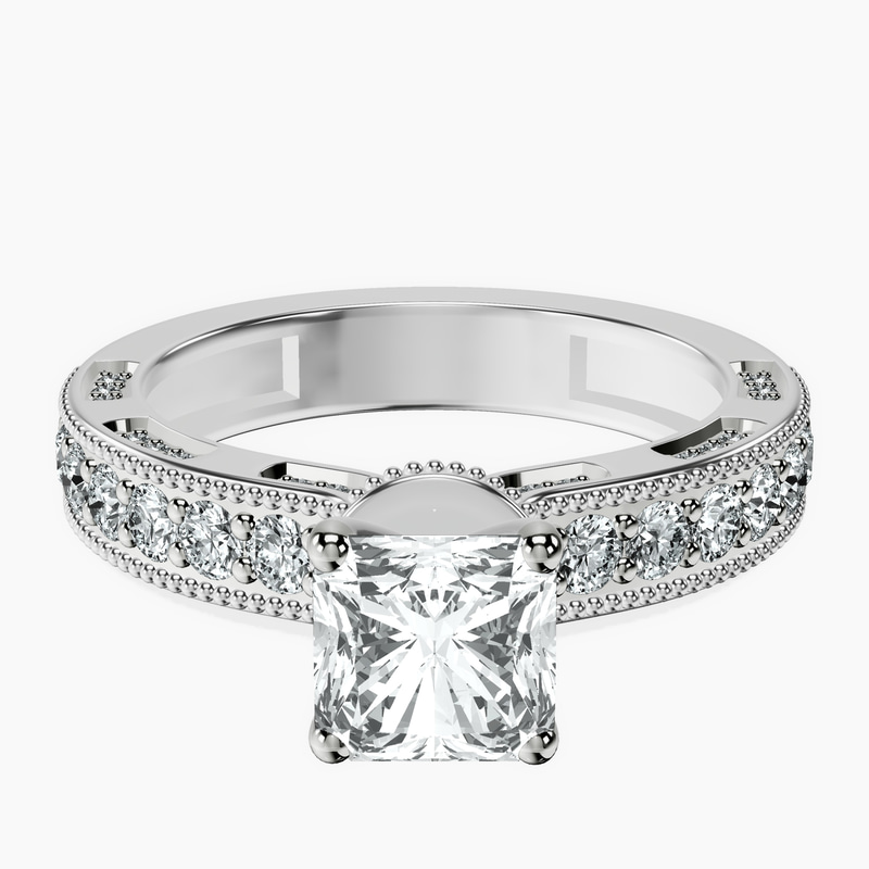 18kt White Gold Regalia Milgrain Lab Diamond Ring front image