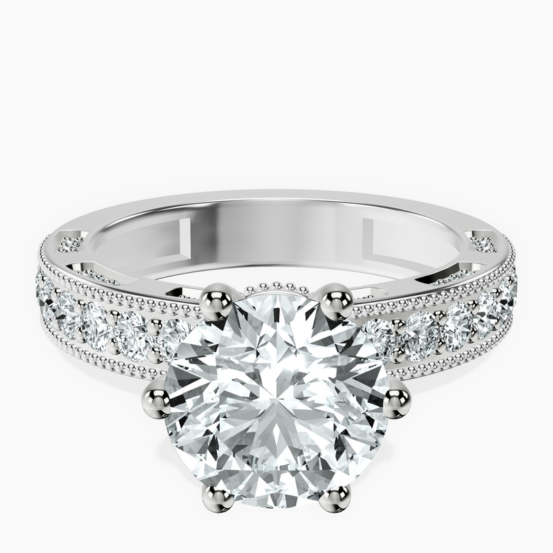 18kt White Gold Regalia Milgrain Lab Diamond Ring front image