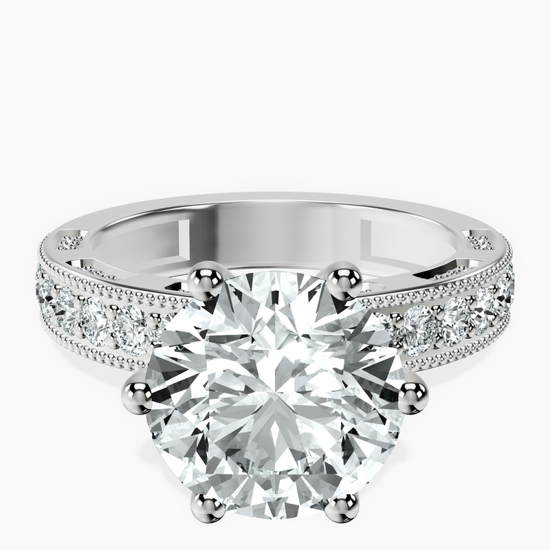 10kt White Gold Regalia Milgrain Lab Diamond Ring front image