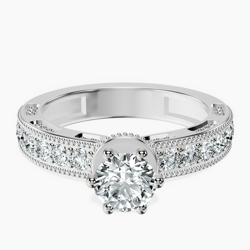 10kt White Gold Regalia Milgrain Lab Diamond Ring front image