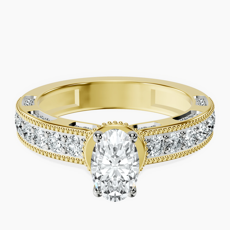18kt Yellow Gold Regalia Milgrain Lab Diamond Ring front image