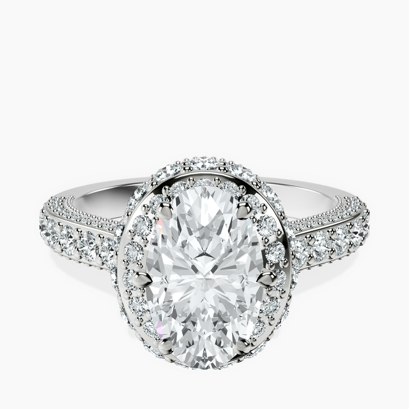 2.99 ct. oval Luxoré vinatge ring in 10kt white gold rtr top