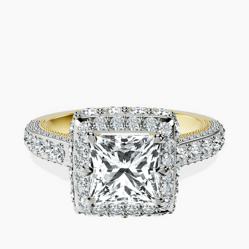 2.80 ct. princess Luxoré vinatge ring in 10kt yellow gold rtr top