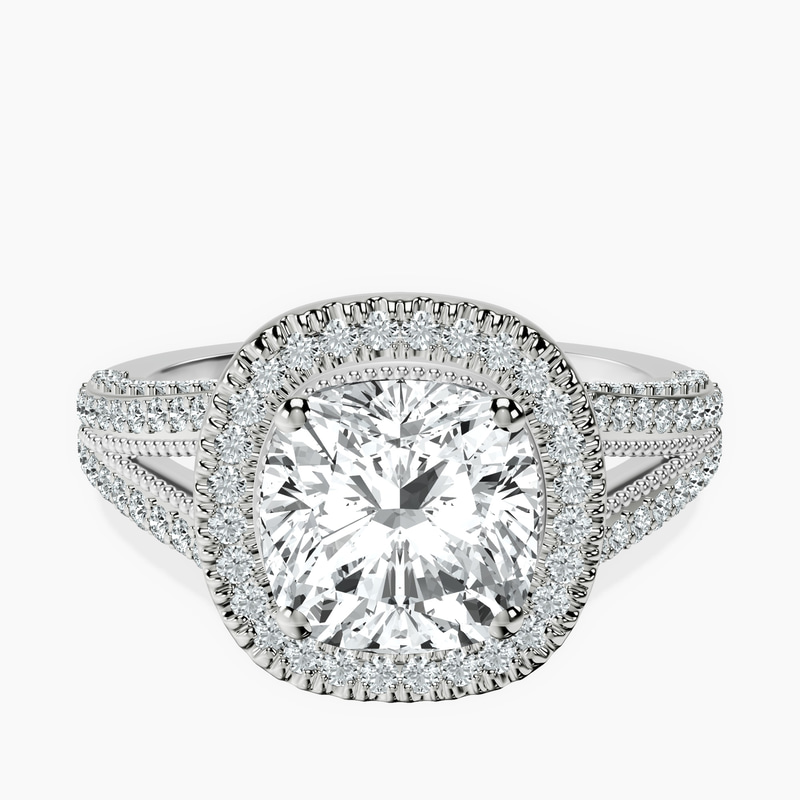 1.49 ct. cushion Opulenté halo ring in 14kt white gold rtr top