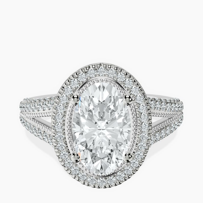 2.99 ct. oval Opulenté halo ring in 14kt white gold rtr top