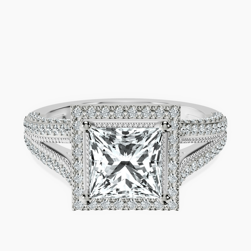 10kt White Gold Opulenté Antique Halo Lab Diamond Ring front image