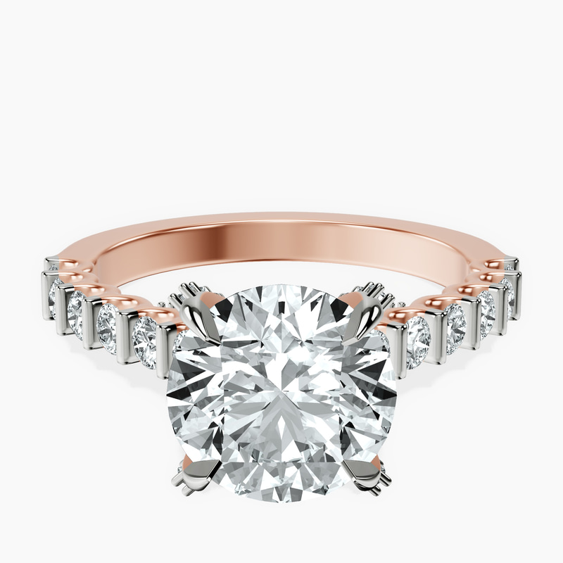 2.82 ct. round Austria Cathedral ring in 14kt rose gold rtr top