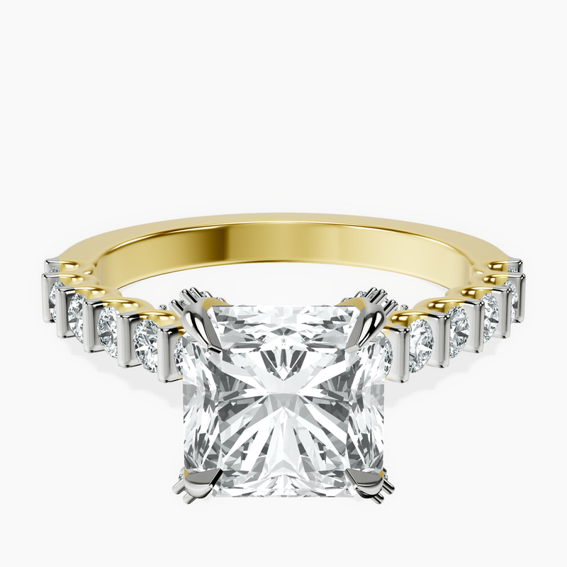 2.65 ct. radiant Austria Cathedral ring in 10kt yellow gold rtr top
