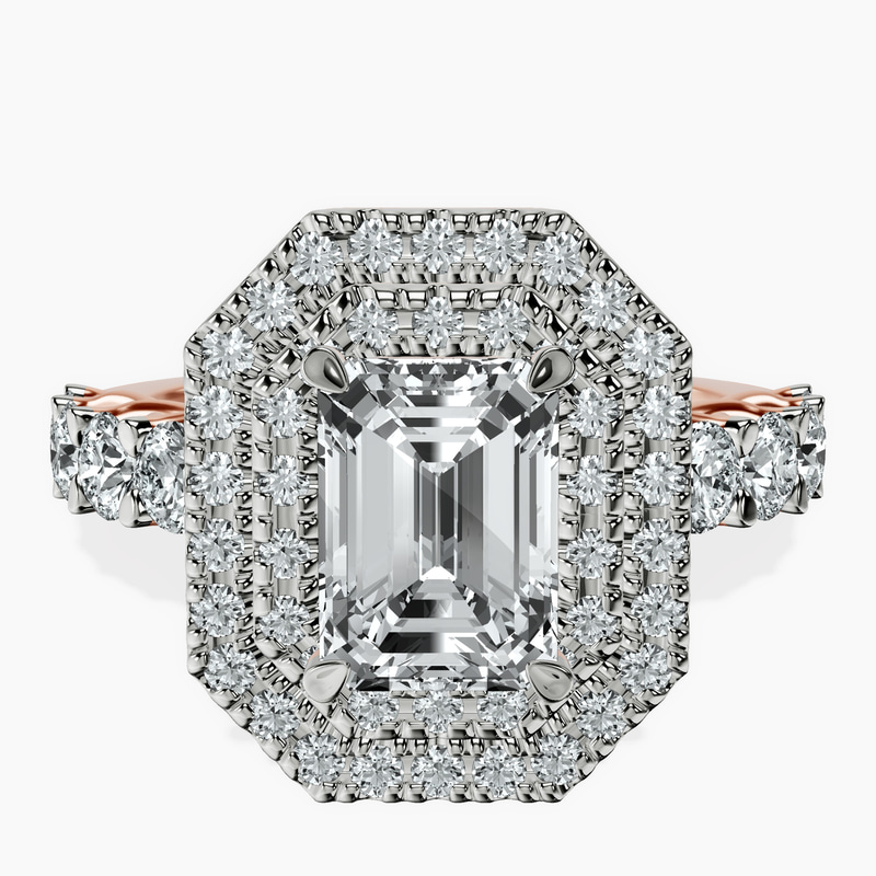 14kt Rose Gold Crowned Cresta Double Halo Lab Diamond Ring front image