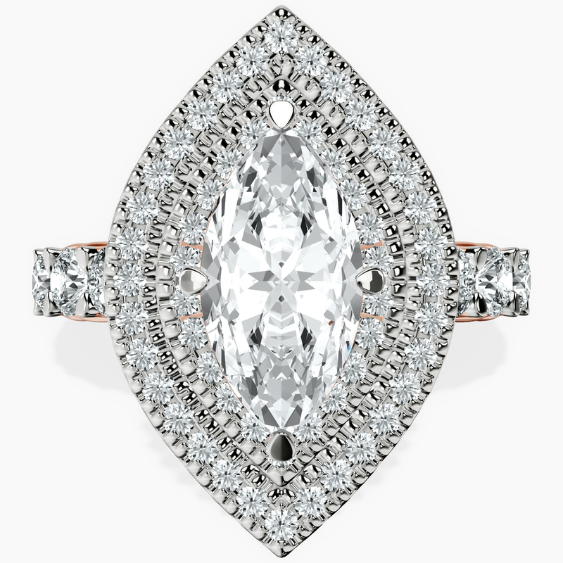 14kt Rose Gold Crowned Cresta Double Halo Lab Diamond Ring front image