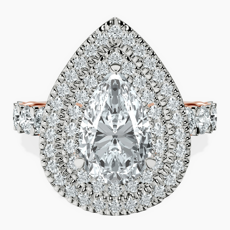 14kt Rose Gold Crowned Cresta Double Halo Lab Diamond Ring front image