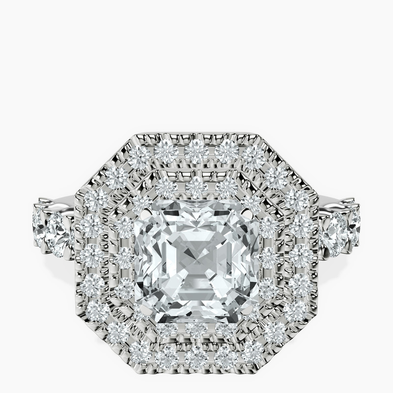 Platinum Crowned Cresta Double Halo Lab Diamond Ring front image