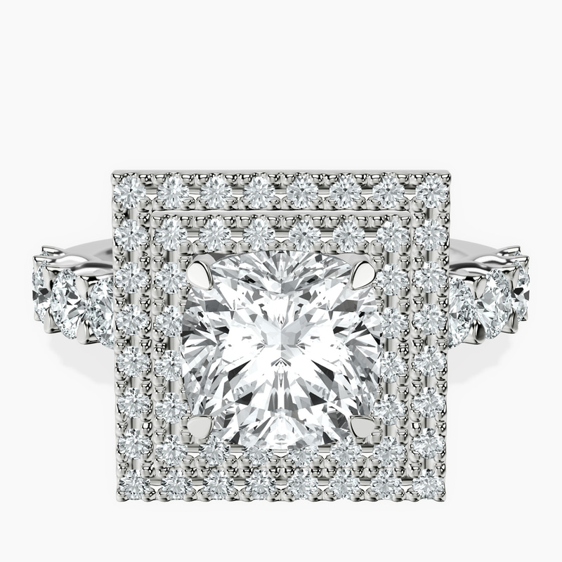 Platinum Crowned Cresta Double Halo Lab Diamond Ring front image