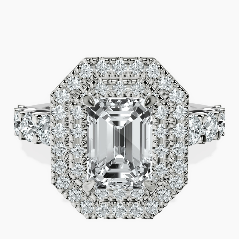 Platinum Crowned Cresta Double Halo Lab Diamond Ring front image