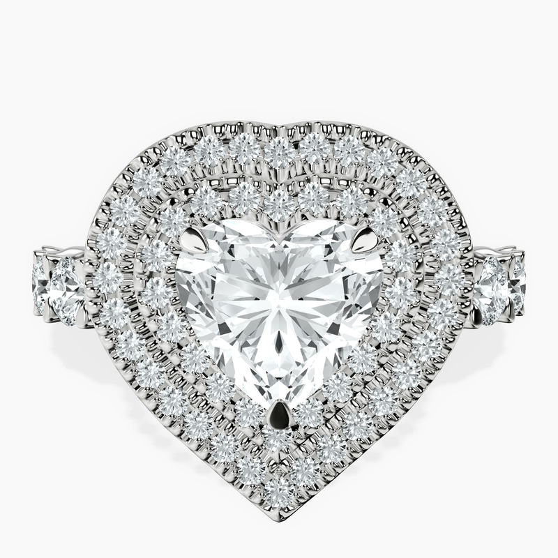 Platinum Crowned Cresta Double Halo Lab Diamond Ring front image
