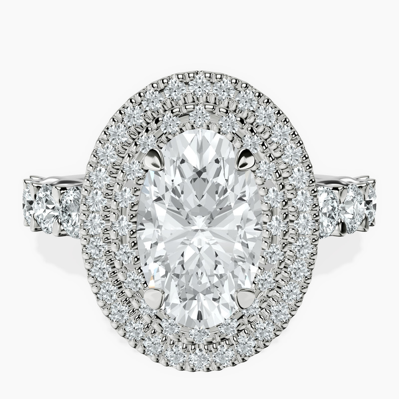 Platinum Crowned Cresta Double Halo Lab Diamond Ring front image