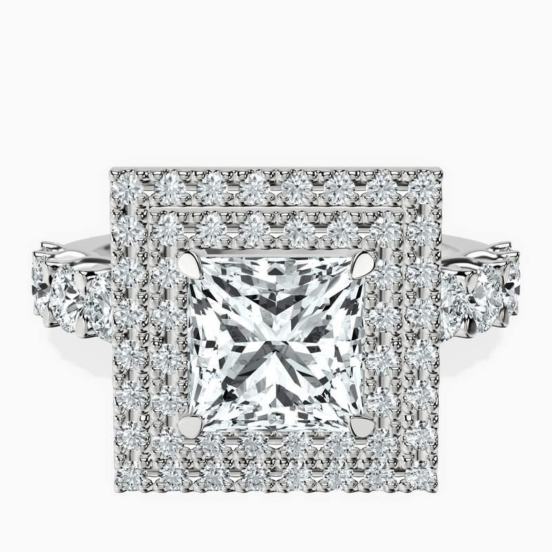 Platinum Crowned Cresta Double Halo Lab Diamond Ring front image