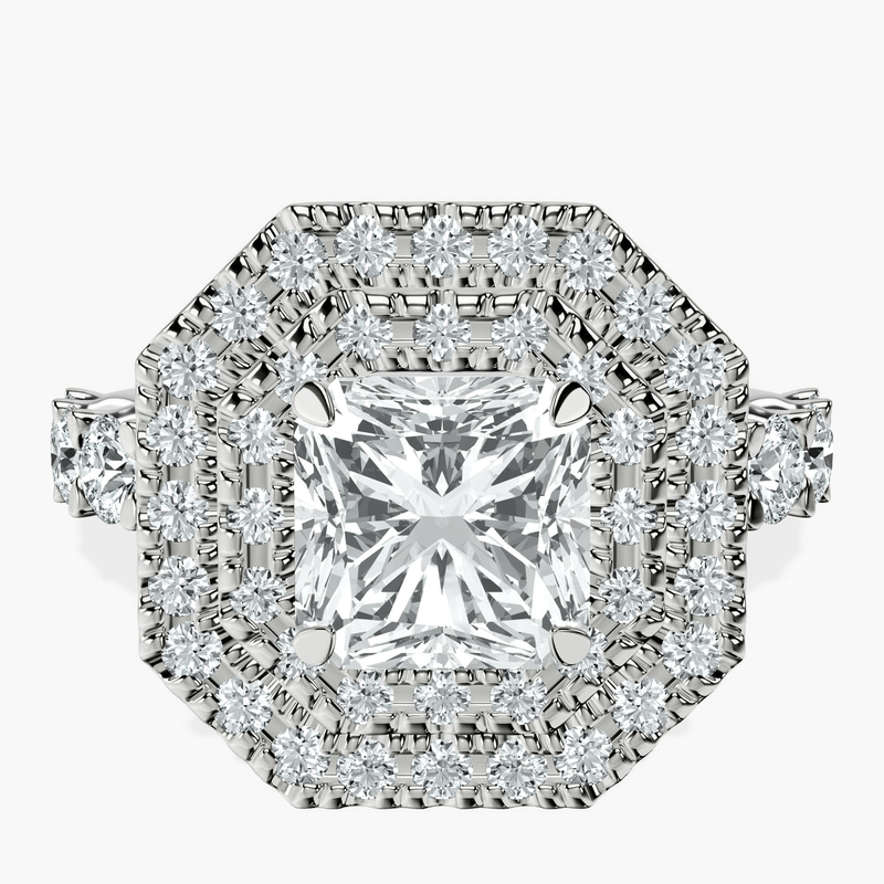 Platinum Crowned Cresta Double Halo Lab Diamond Ring front image