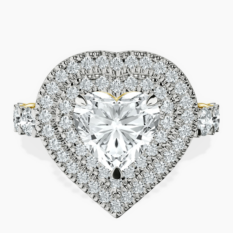 10kt Yellow Gold Crowned Cresta Double Halo Lab Diamond Ring front image