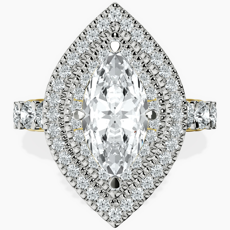 10kt Yellow Gold Crowned Cresta Double Halo Lab Diamond Ring front image
