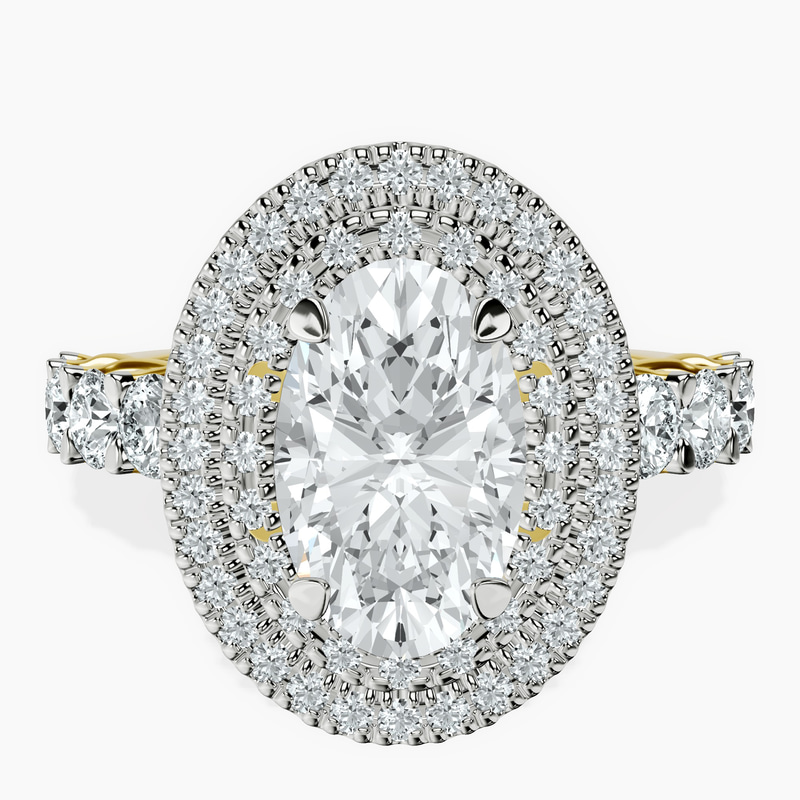 14ct Yellow Gold Crowned Cresta Double Halo Lab Diamond Ring front image