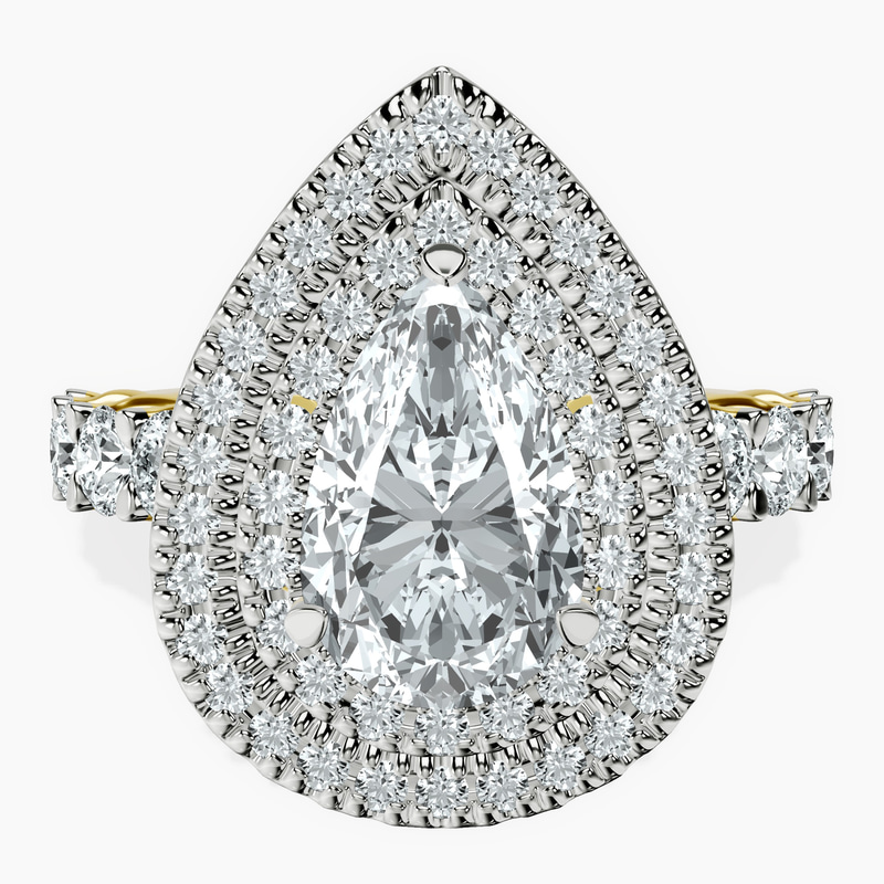 10kt Yellow Gold Crowned Cresta Double Halo Lab Diamond Ring front image