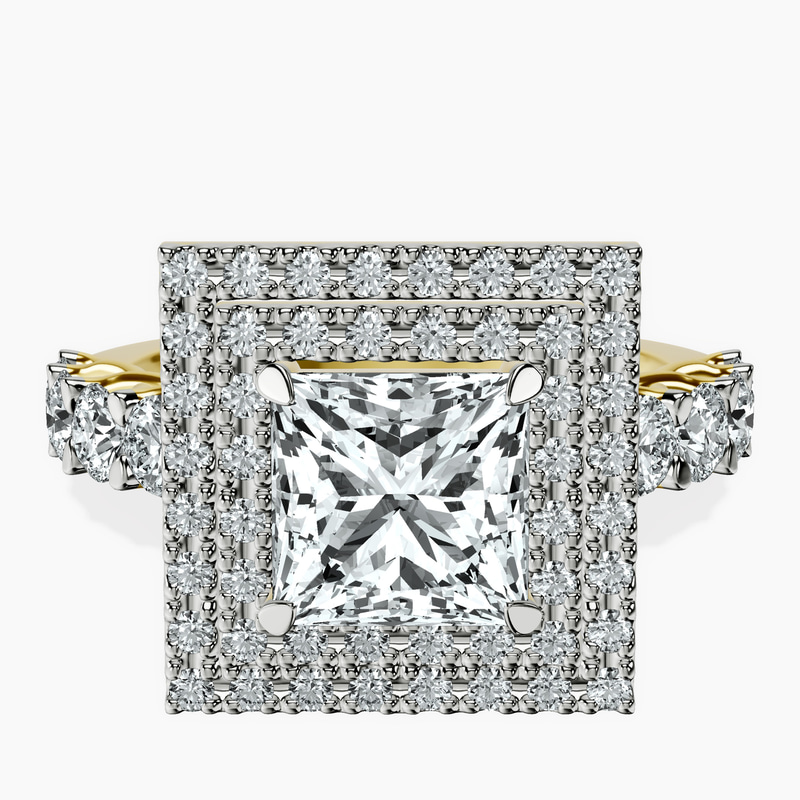 10kt Yellow Gold Crowned Cresta Double Halo Lab Diamond Ring front image